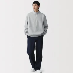 Muji Sudadera de media cremallera y mezcla de algodón para hombre