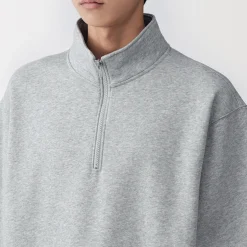 Muji Sudadera de media cremallera y mezcla de algodón para hombre