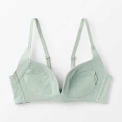 New Muji Sujetador sin aros de mezcla de algodón con soporte lateral para mujer