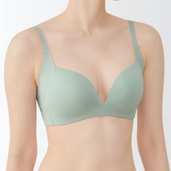 New Muji Sujetador sin aros de mezcla de algodón con soporte lateral para mujer