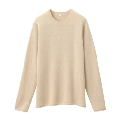 Hot Muji Suéter de cuello redondo de cachemira sin teñir para hombre