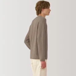 Hot Muji Suéter de cuello redondo de cachemira sin teñir para hombre