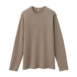 Hot Muji Suéter de cuello redondo de cachemira sin teñir para hombre