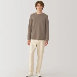 Hot Muji Suéter de cuello redondo de cachemira sin teñir para hombre