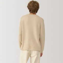Hot Muji Suéter de cuello redondo de cachemira sin teñir para hombre
