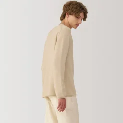 Hot Muji Suéter de cuello redondo de cachemira sin teñir para hombre