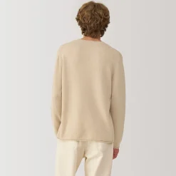 Hot Muji Suéter de cuello redondo de cachemira sin teñir para hombre