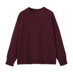 New Muji Suéter de lana andina de punto grueso con cuello redondo para hombre