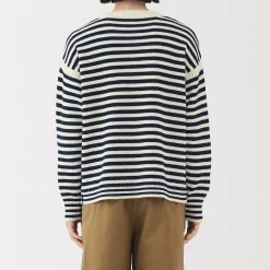 New Muji Suéter de lana andina de punto grueso con cuello redondo para hombre