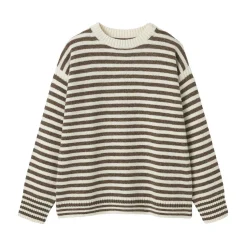 New Muji Suéter de lana andina de punto grueso con cuello redondo para hombre