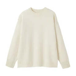 New Muji Suéter de lana andina de punto grueso con cuello redondo para hombre