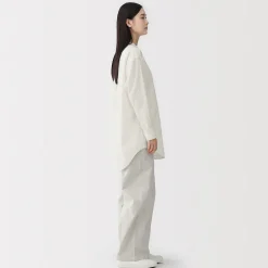 Hot Muji Túnica con cuello mao de popelín de algodón orgánico para mujer