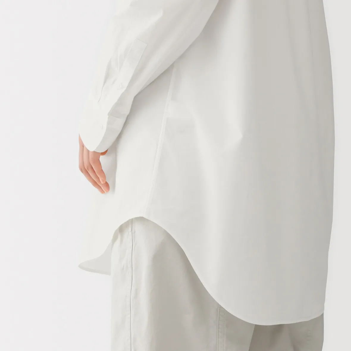 Hot Muji Túnica con cuello mao de popelín de algodón orgánico para mujer