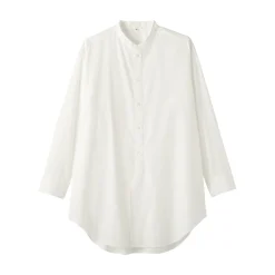 Hot Muji Túnica con cuello mao de popelín de algodón orgánico para mujer