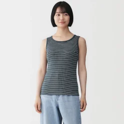 Online Muji Top corto de sujetador de algodón acanalado para mujer