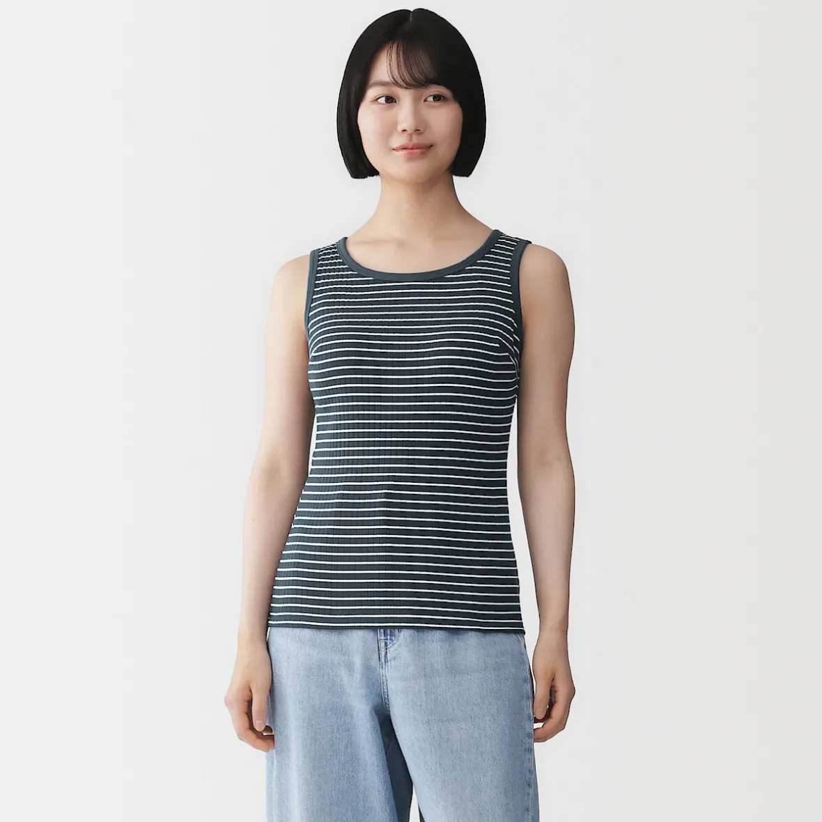 Online Muji Top corto de sujetador de algodón acanalado para mujer
