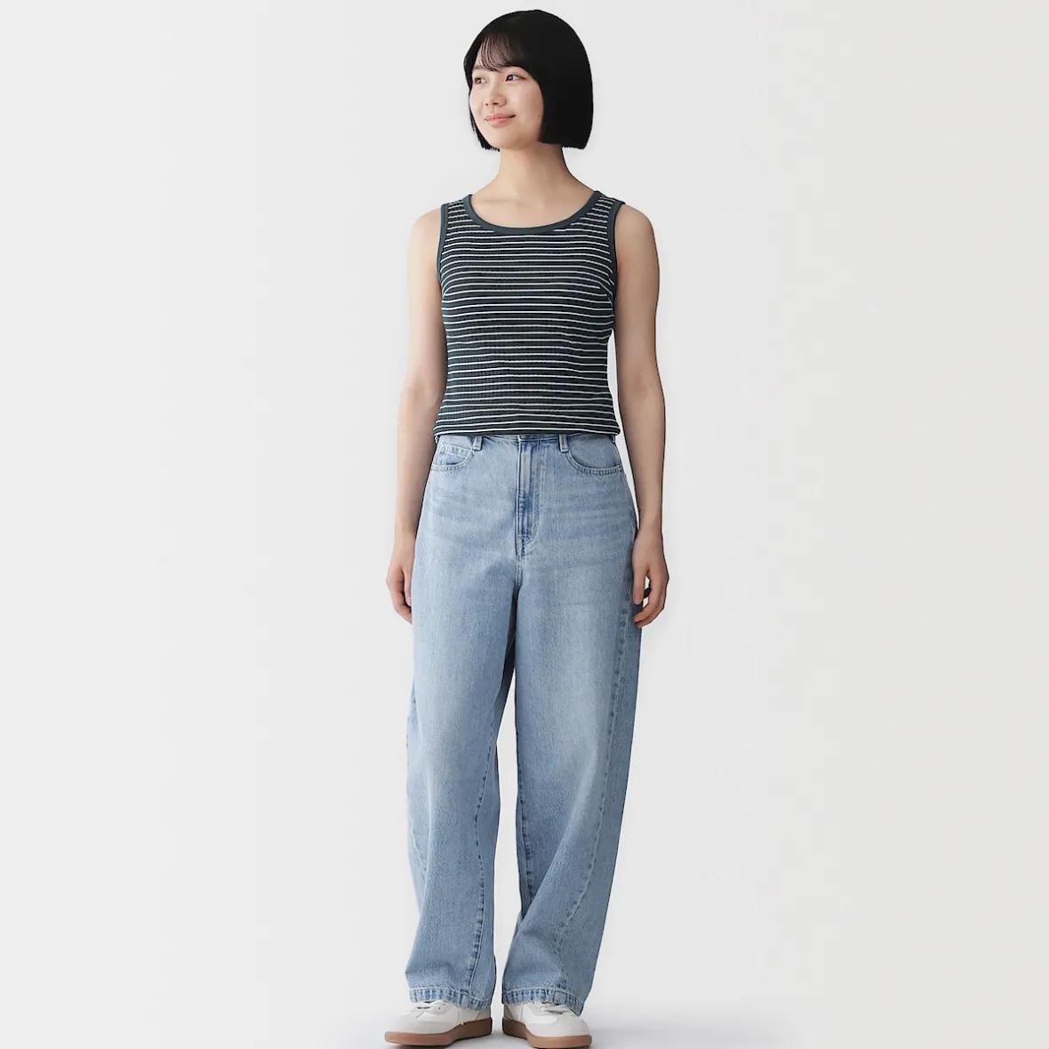 Online Muji Top corto de sujetador de algodón acanalado para mujer