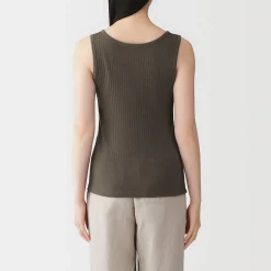 Online Muji Top corto de sujetador de algodón acanalado para mujer