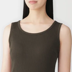 Online Muji Top corto de sujetador de algodón acanalado para mujer