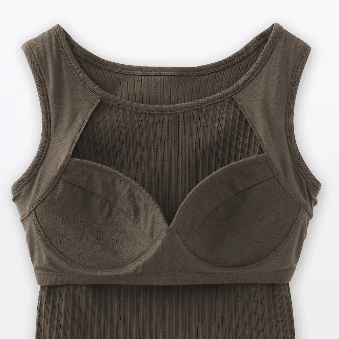 Online Muji Top corto de sujetador de algodón acanalado para mujer