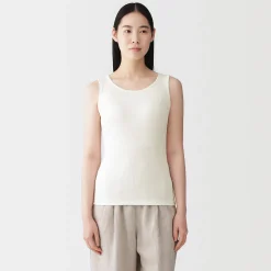 Online Muji Top corto de sujetador de algodón acanalado para mujer