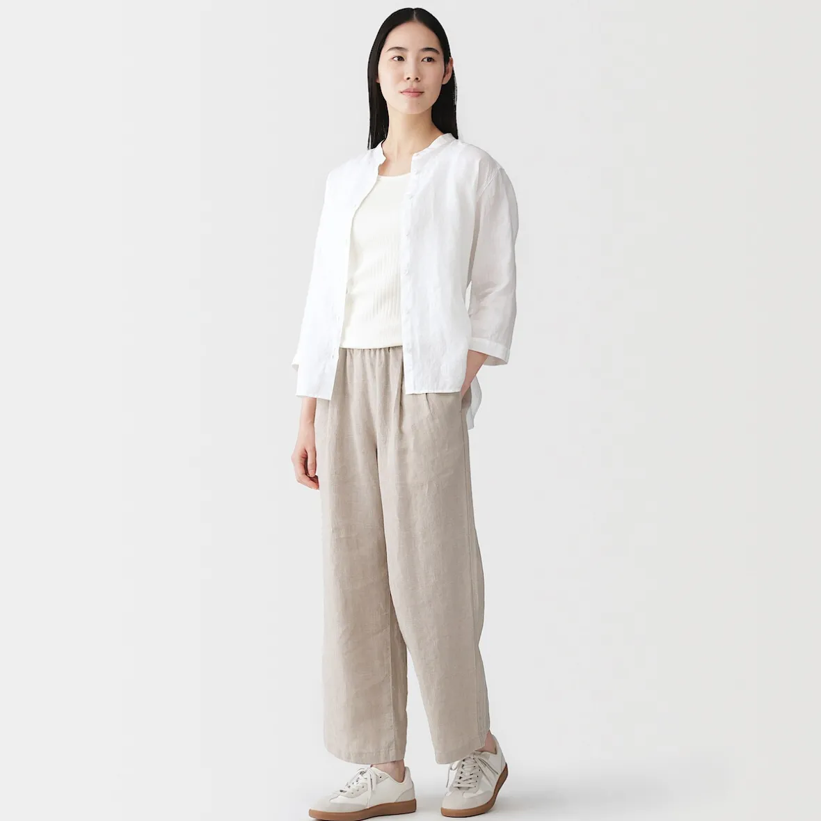 Online Muji Top corto de sujetador de algodón acanalado para mujer
