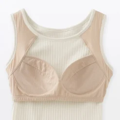 Online Muji Top corto de sujetador de algodón acanalado para mujer