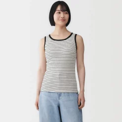 Online Muji Top corto de sujetador de algodón acanalado para mujer