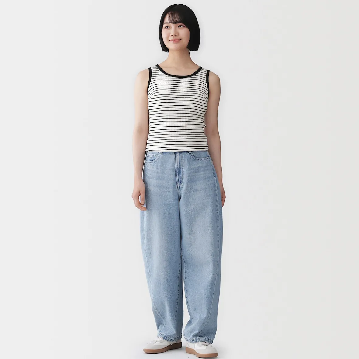 Online Muji Top corto de sujetador de algodón acanalado para mujer