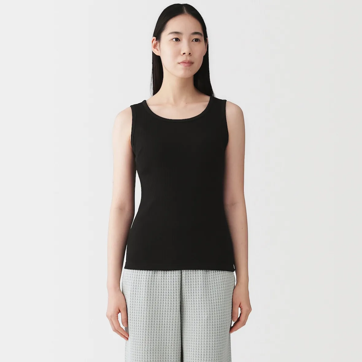 Online Muji Top corto de sujetador de algodón acanalado para mujer