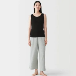 Online Muji Top corto de sujetador de algodón acanalado para mujer