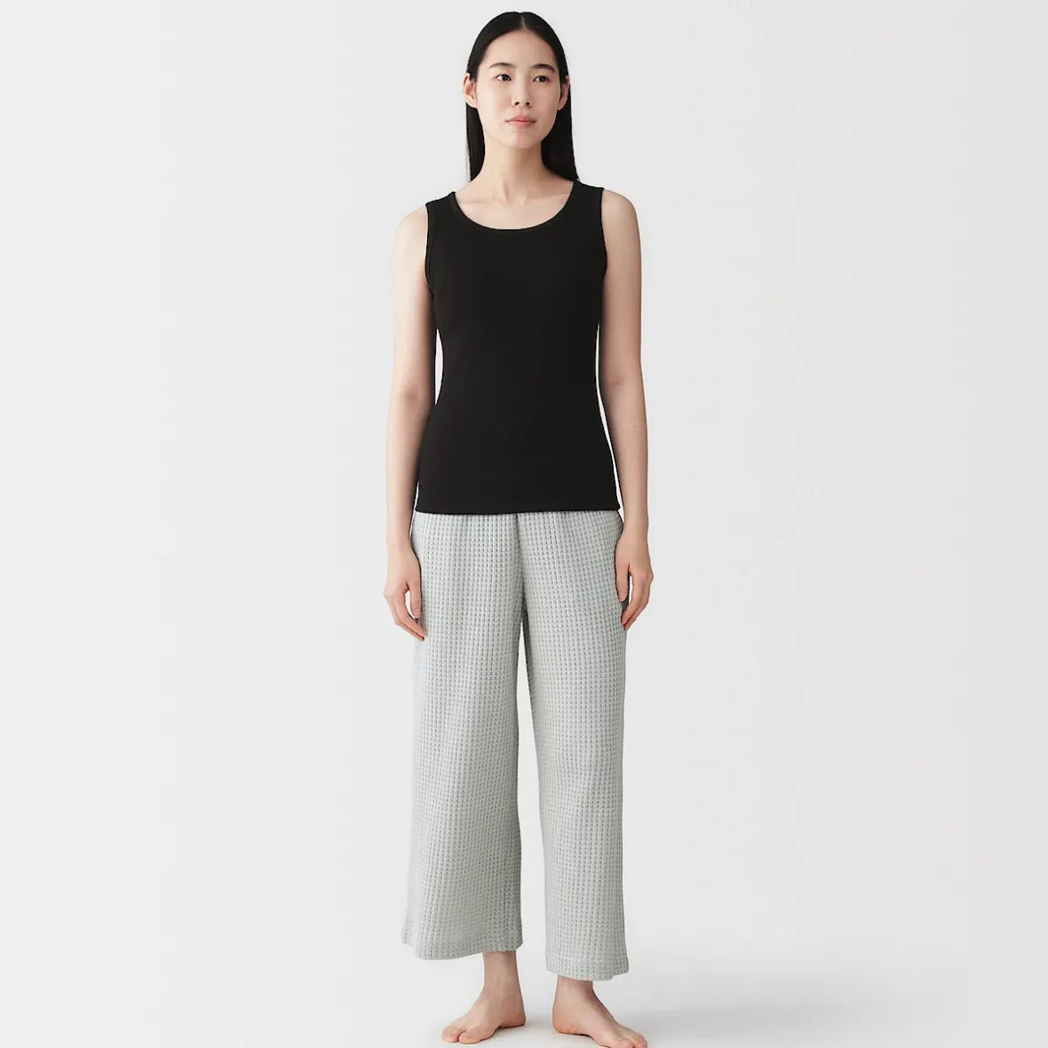 Online Muji Top corto de sujetador de algodón acanalado para mujer