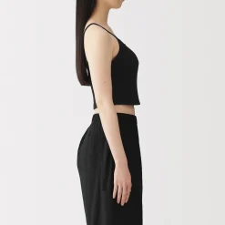 Clearance Muji Top corto de sujetador de algodón acanalado para mujer