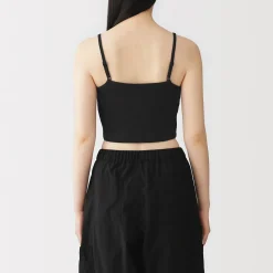 Clearance Muji Top corto de sujetador de algodón acanalado para mujer
