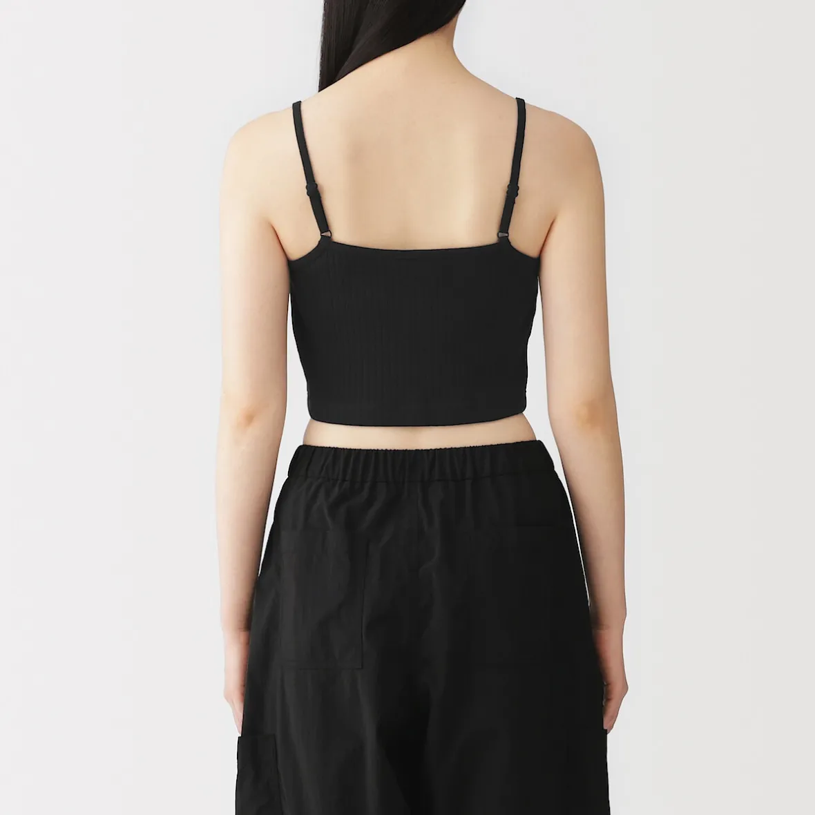 Clearance Muji Top corto de sujetador de algodón acanalado para mujer