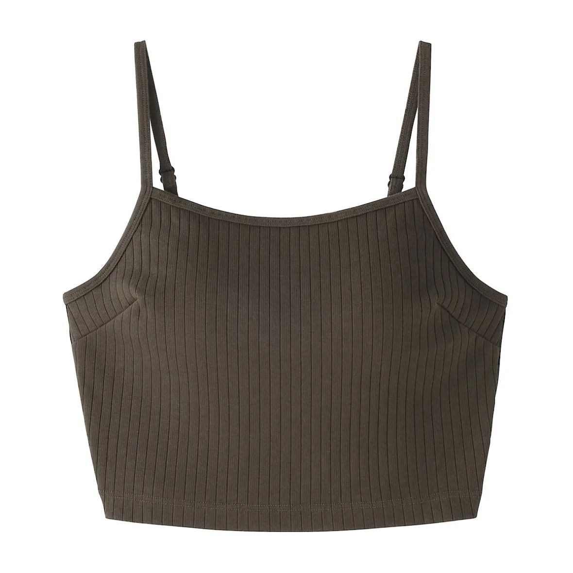 Clearance Muji Top corto de sujetador de algodón acanalado para mujer