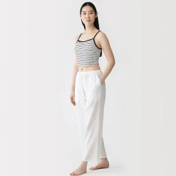 Clearance Muji Top corto de sujetador de algodón acanalado para mujer