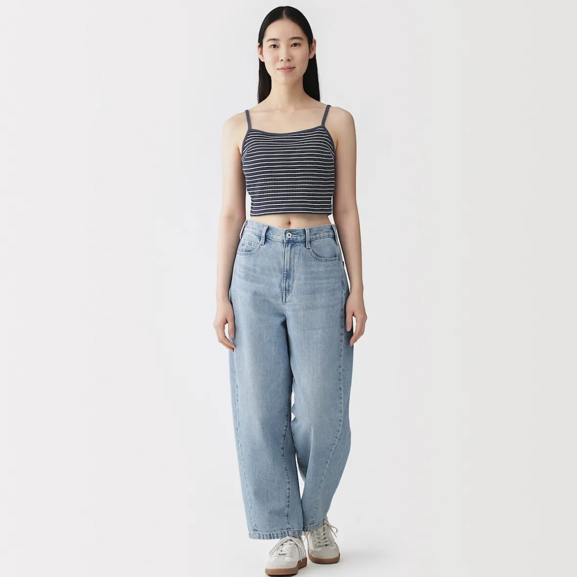 Clearance Muji Top corto de sujetador de algodón acanalado para mujer