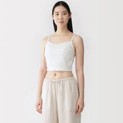 Clearance Muji Top corto de sujetador de algodón acanalado para mujer