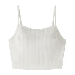 Clearance Muji Top corto de sujetador de algodón acanalado para mujer
