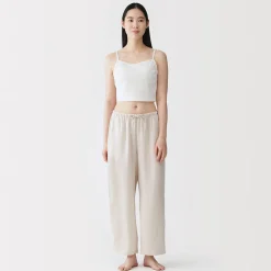 Clearance Muji Top corto de sujetador de algodón acanalado para mujer