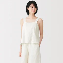 Discount Muji Top sin mangas de doble gasa con puntos dobby para mujer