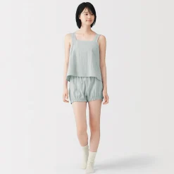 Discount Muji Top sin mangas de doble gasa con puntos dobby para mujer