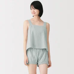 Discount Muji Top sin mangas de doble gasa con puntos dobby para mujer