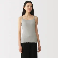 Hot Muji Top sujetador liso acanalado en mezcla de lyocell para mujer