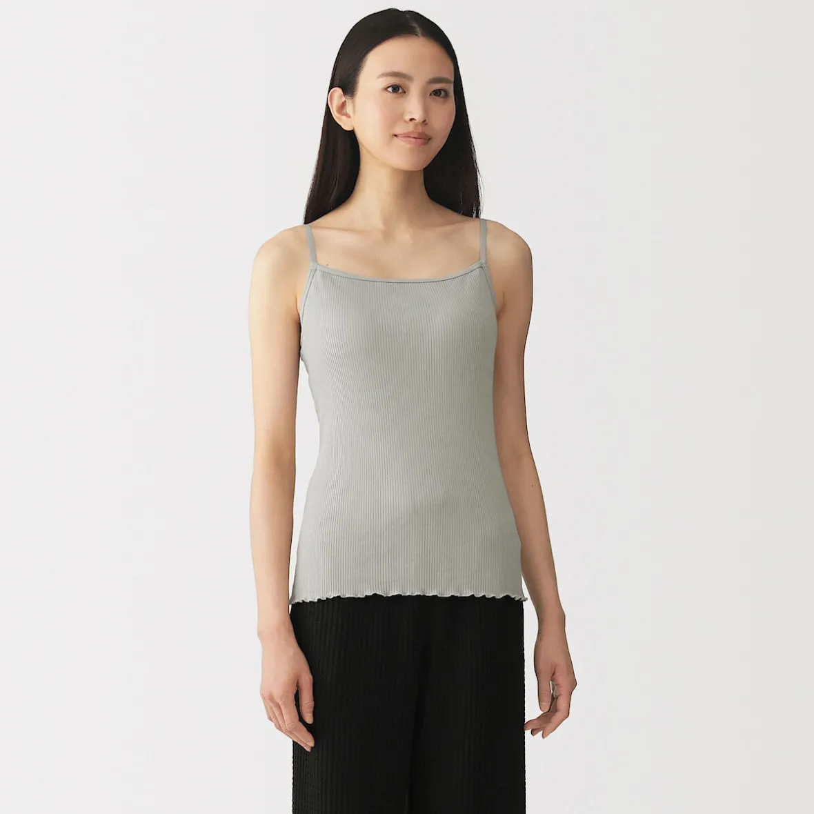 Hot Muji Top sujetador liso acanalado en mezcla de lyocell para mujer