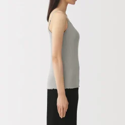 Hot Muji Top sujetador liso acanalado en mezcla de lyocell para mujer