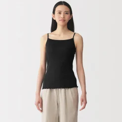 Hot Muji Top sujetador liso acanalado en mezcla de lyocell para mujer