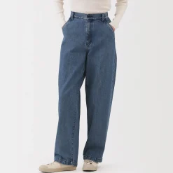 Online Muji Vaquero de pierna ancha y mezcla de kapok para mujer