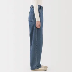 Online Muji Vaquero de pierna ancha y mezcla de kapok para mujer
